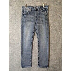 True Luck 32x32 Light Wash Straight Leg Jeans Whiskered Faded Y2K Skater